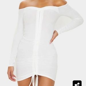 pretty little thing plt white long sleeve mini dress